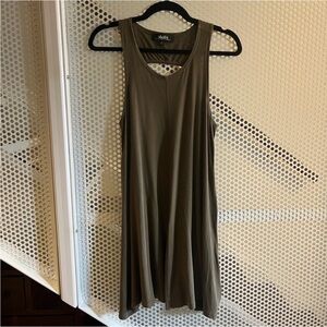 Lulu's Sleeveless Tank Dress Size Medium in Olive Green with Cut Out Back